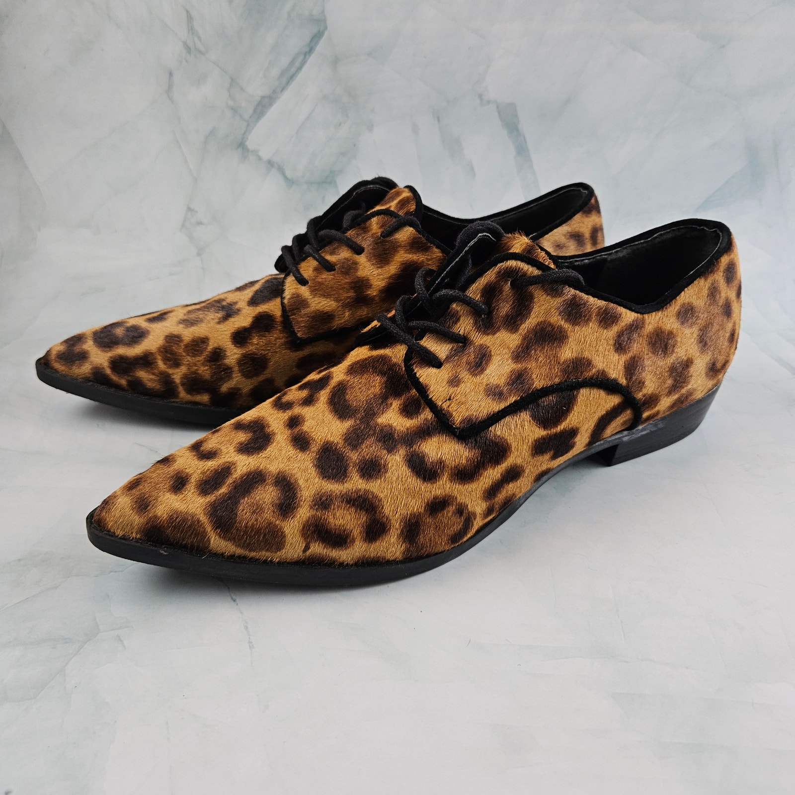 Marc Fisher Ltd. Women's Finna Pointed Toe Derby, Leopard Print, Size 7.5